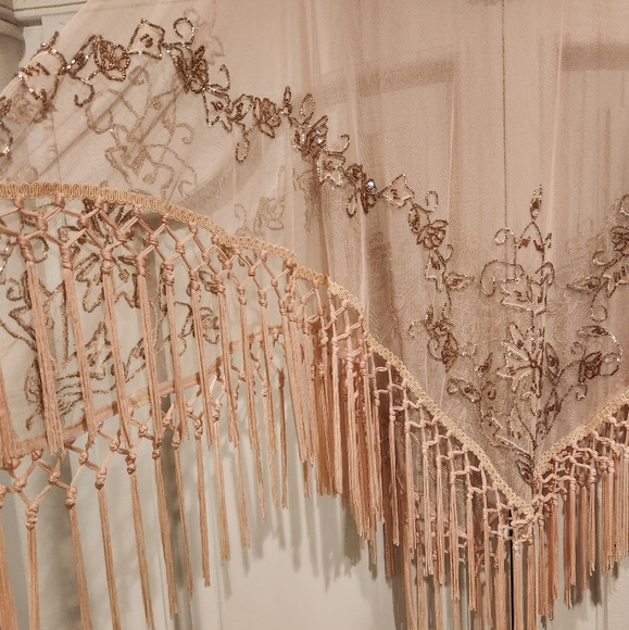 R&M RICHARDS BEAUTIFUL FRINGE HANDBEADED PONCHO Size 16 vintage brand new.rare. - Picture 2 of 15